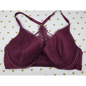 Victorias Secret maroon racerback 36d very sexy plunge bra